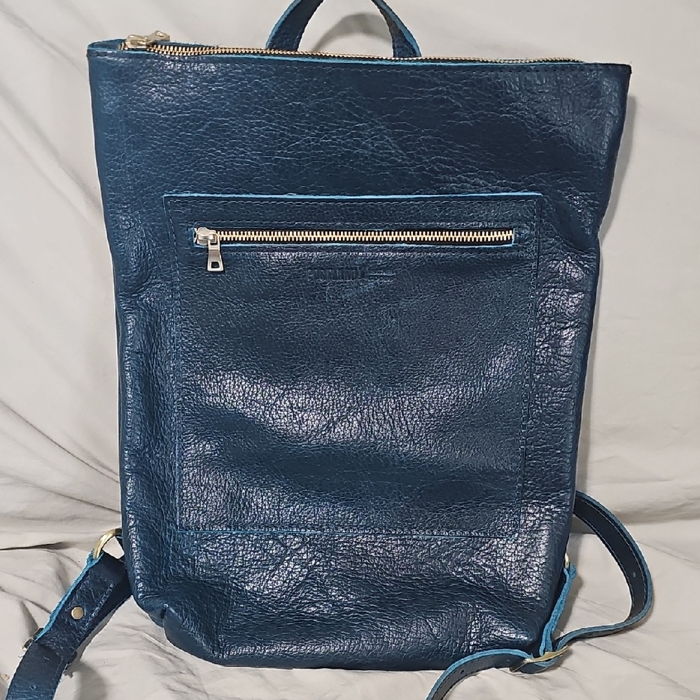 Portland Leather Blue Lagoon Laptop Leather Backpack